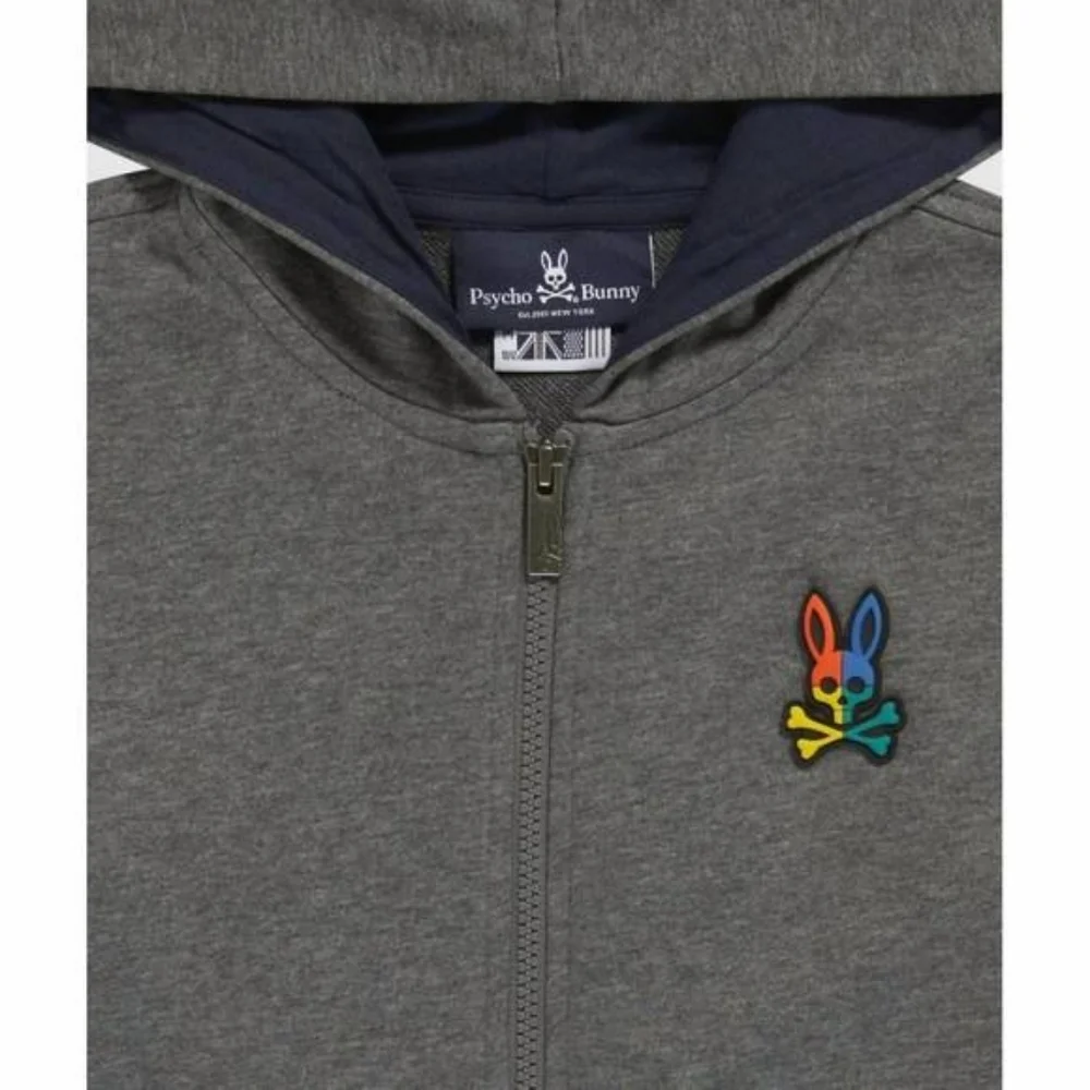 PSYCHO BUNNY Kid's Warwick Color Block Logo Hoodie In Heather Storm Size XS 5-6
